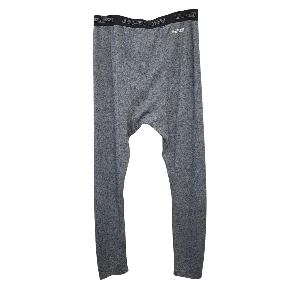 Omni-Wool Mens Thermal Base Layer Leggings‎ Heather Grey Wool Blend Large Winter